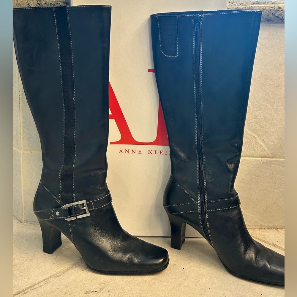 Anne Klein Black Leather Boots